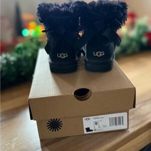 UGG Black Boots with Fur Trim